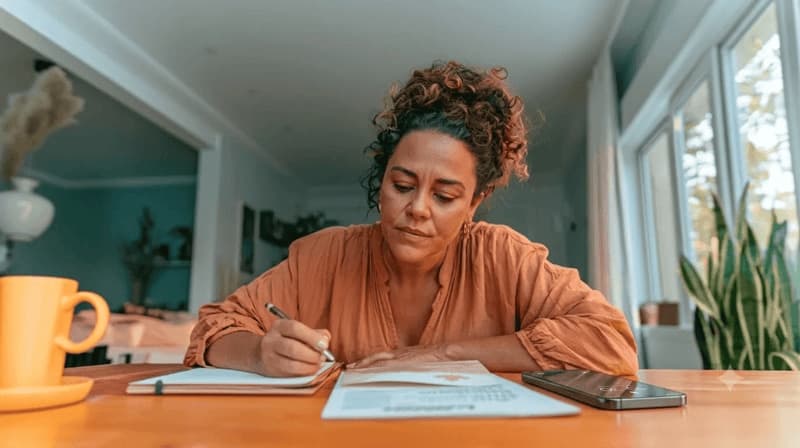 Imagem de mulher analisando documentos