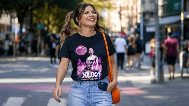 Imagem de mulher chegando ao show da Xuxa em SP
