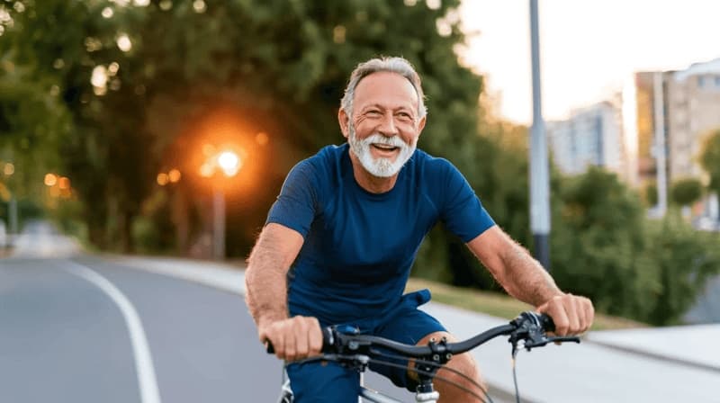 Imagem de homem idoso andando de bicicleta