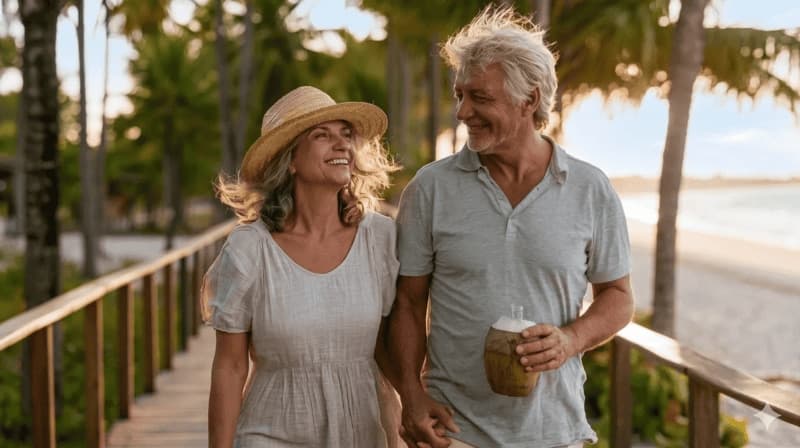 Imagem de um casal à beira-mar