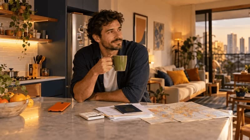 Imagem de um homem em um balcão