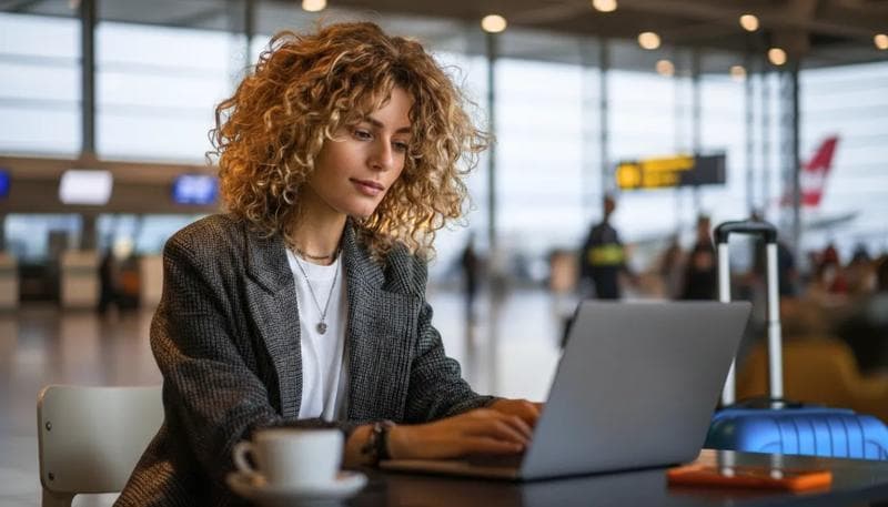 Pessoa trabalhando em um aeroporto