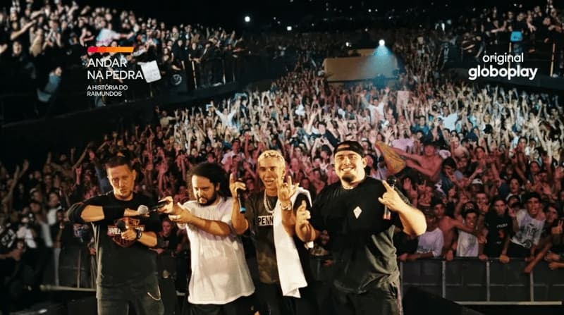 Imagem da banda Raimundos no documentário "Andar na Pedra"